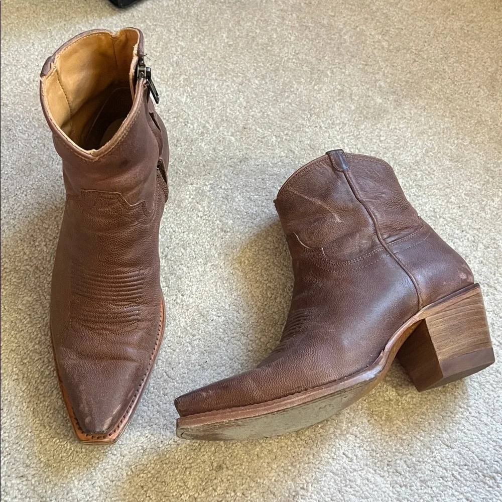 Tecovas Women’s The Daisy Boot Ankle Boots Leather Scotch Goat Brown Sz 6.5 - Picture 1 of 7